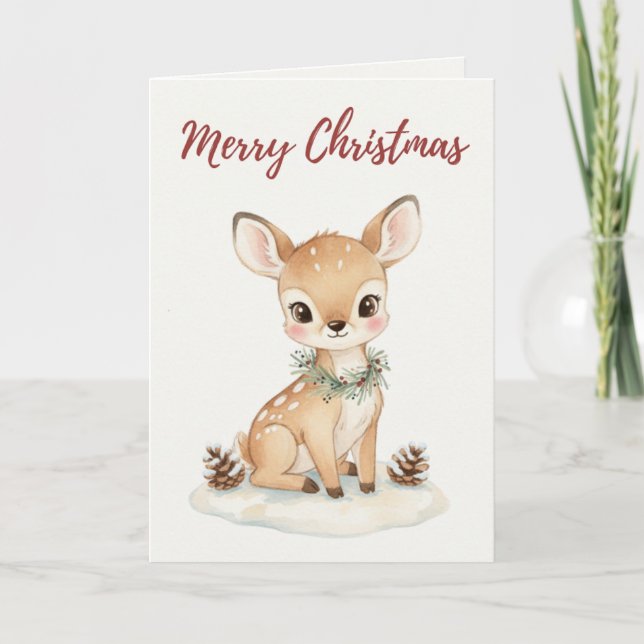 Cartão Vintage Christmas Deer Card – Tradition Treasures  (Frente)