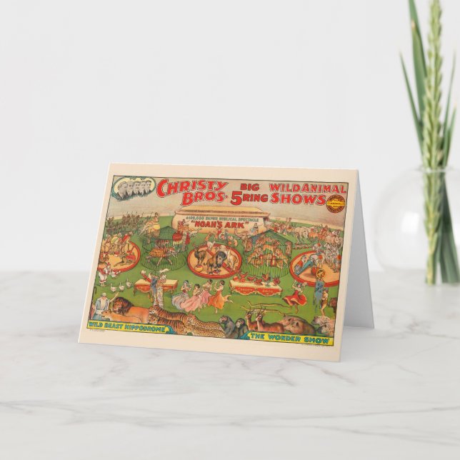 Cartão Vintage Christy Brothers Wild Animal Circus Poster (Frente)