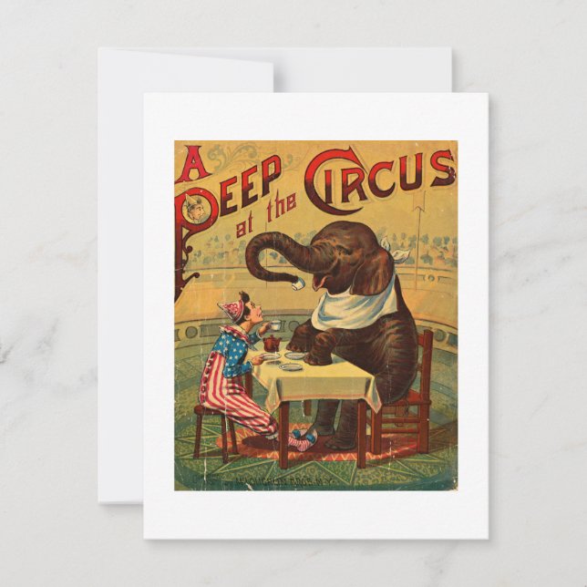 Cartão Vintage Circus Illustration Art Old Antique (Frente)