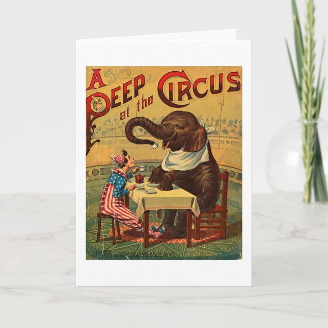 Cartão Vintage Circus Illustration Art Old Antique (Frente)