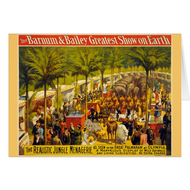 Cartão Vintage Circus Poster - Barnum & Bailey (Frente Horizontal)