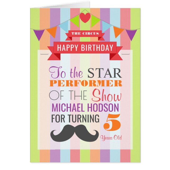 Cartão Vintage Circus Poster Infantil (Frente)