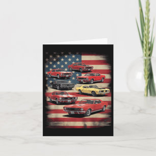 Cartão Vintage Clique Muscle Car Retro American Flag Patr