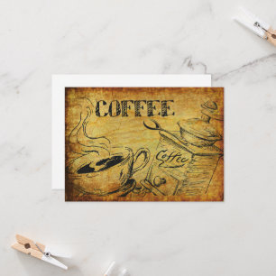 Cartão Vintage Coffee Cup Velha Moda