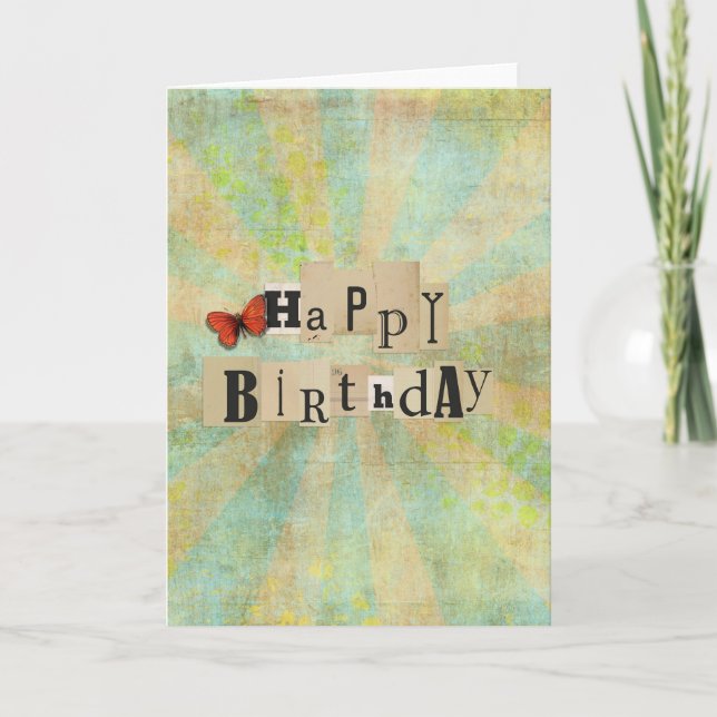 Cartão Vintage Collage Birthday Card (Frente)