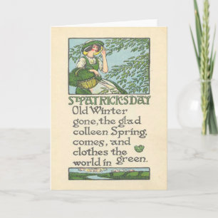 Cartão Vintage Colleen Spring Shamrock St Patrick's Day