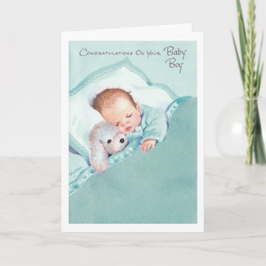 Cartao Vintage Congratulations On Your Baby Boy Zazzle Com Br