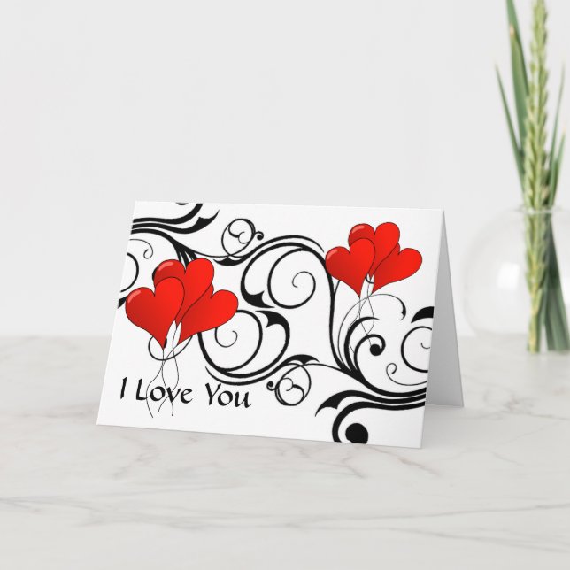 Cartão Vintage coração-balões - Personalizado (Frente)