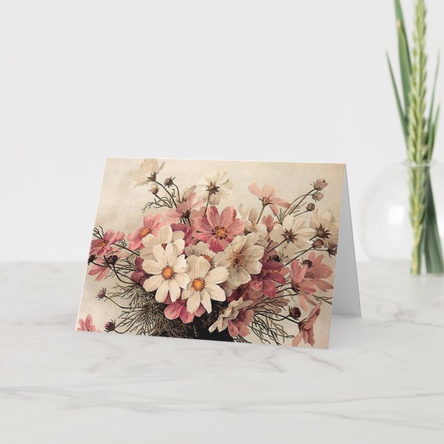 Cartão Vintage Cosmos Bouquet (Frente)
