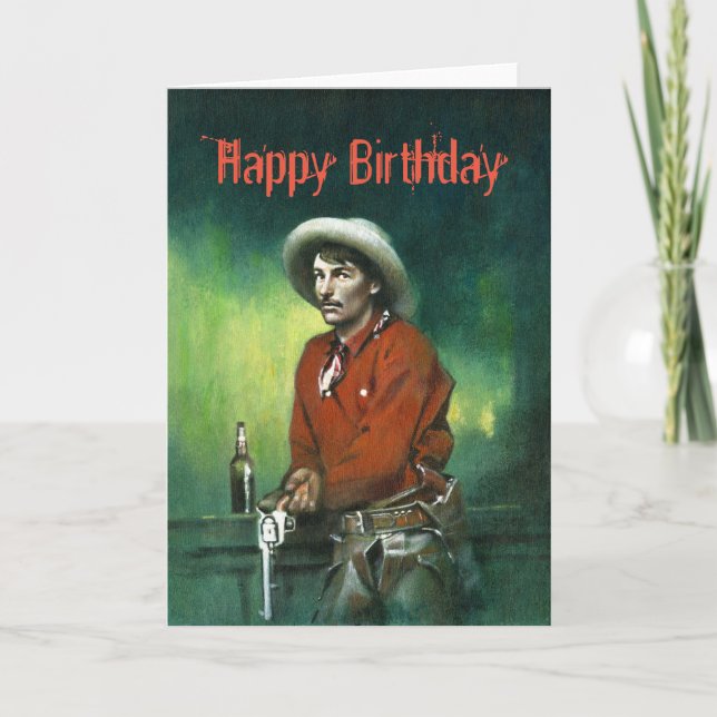 Cartão Vintage Cowboy Birthday Card (Frente)
