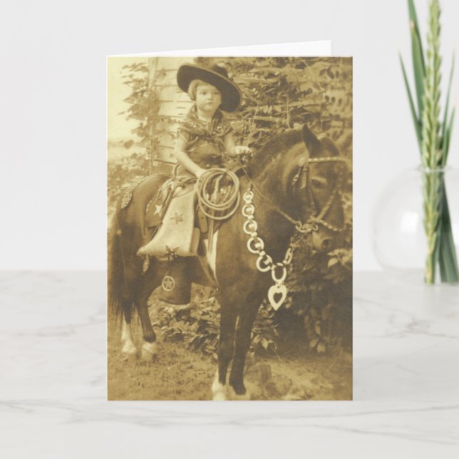 CARTÃO VINTAGE COWGIRL RODEO GREETING CARD (Frente)