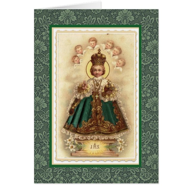 Cartão Vintage Criança religiosa Jesus católico de Praga (Frente)