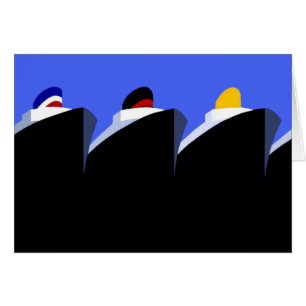 Cartão Vintage Cruise Ship Art Deco Poster