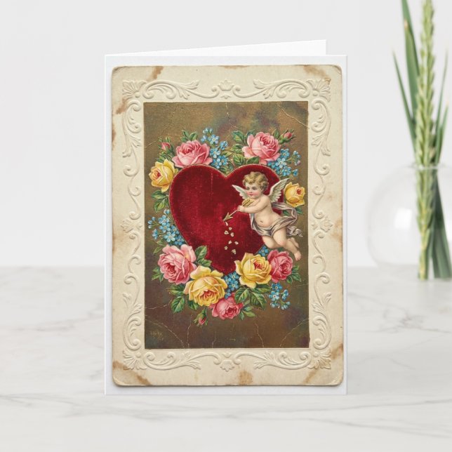 Cartão Vintage Cupid Love Valentine Card (Frente)