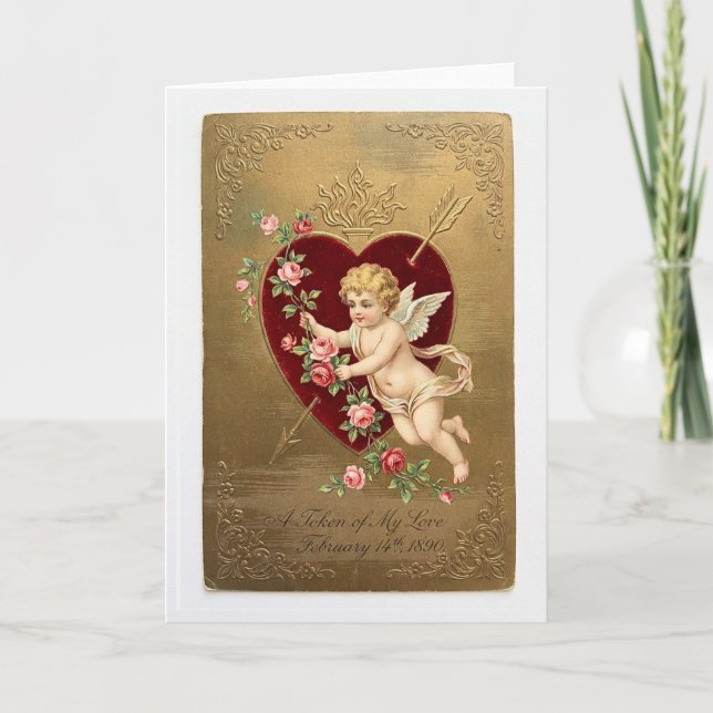 Cartão Vintage Cupid Valentine Card (Frente)