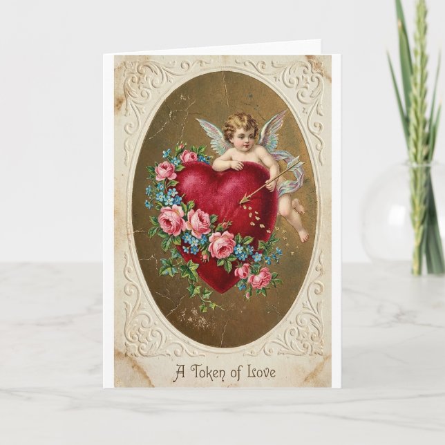Cartão Vintage Cupid Valentine Love Card (Frente)