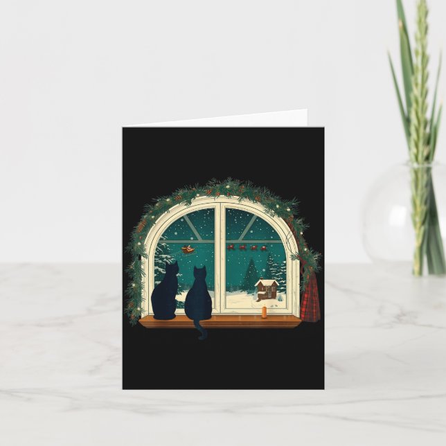 Cartão Vintage Cute Cat Christmas Costume Retro Cat  (Frente)