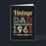Cartão Vintage Dad 1961 60th Birthday Gift Men Retro<br><div class="desc">This Vintage 1961 Dad retro 60th Birthday design makes a great fathers day gift for men turning 60 years old. Birthday gifts for him. For an awesome legend,  dad. 60's & 70's style design for a man.</div>