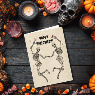 Cartão Vintage Dancing Skeleton Spooky Gothic