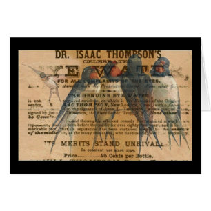 Cartão Vintage das andorinhas de celeiro