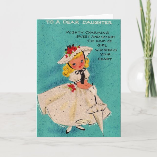 Cartão Vintage Daughter Birthday Greeting Card (Frente)