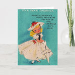 Cartão Vintage Daughter Birthday Greeting Card<br><div class="desc">Retro / Vintage Birthday greeting card.  Adorable little girl in a white dress and hat and carrying a parasol!  To A Dear Daughter!  Mighty Charming Sweet And Smart,  The Kind Of Girl Who Steals Your Heart!  Sweet Retro Birthday Card for Daughter!</div>