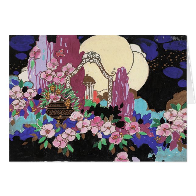 Cartão Vintage Deco Garden Folly (Frente Horizontal)