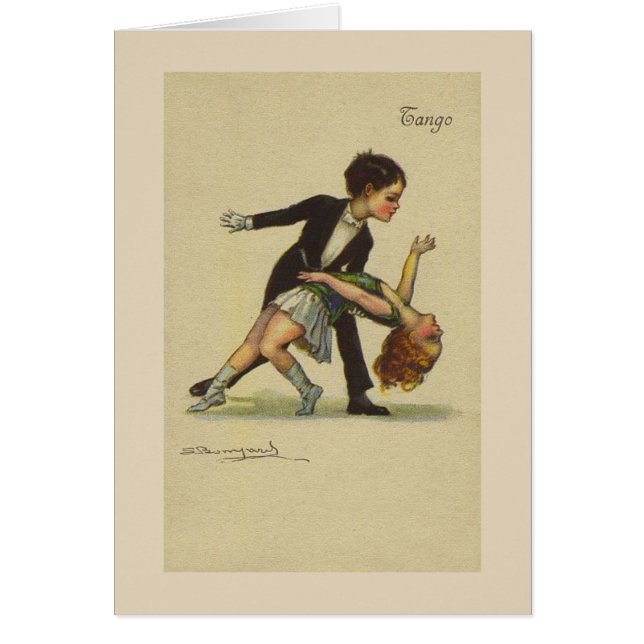 Cartão Vintage - deixe-nos tango, (Frente)