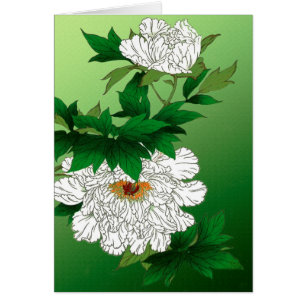 Cartão Vintage - Desenho Japonês de Grande Pensão Branca