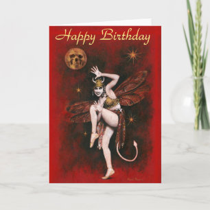 Cartão Vintage Devil Lady Birthday
