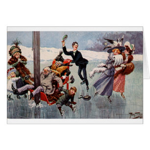 Cartão Vintage - distração no gelo,