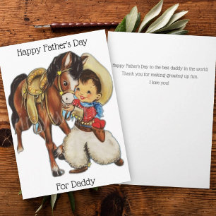 Cartão Vintage do Dia dos Pais para Papai Cowboy