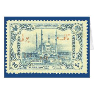 Cartão vintage do império ottomano da turquia - azul e br