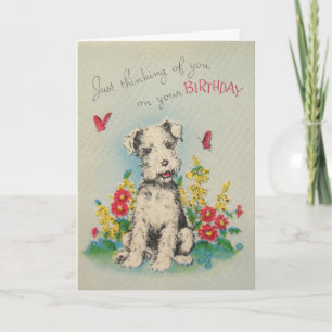 Cartão Vintage Dog Happy Birthday Card