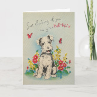Cartão Vintage Dog Happy Birthday Card