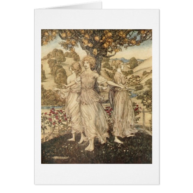 Cartão Vintage - donzelas gregas, (Frente)