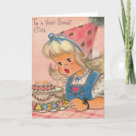 Cartão Vintage Dos Anos 60 A Uma Menina Muito Doce Feliz