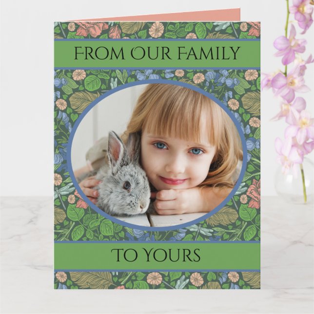 Cartão Vintage Dragonfly voando em um jardim inglês (Orquídea)