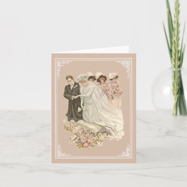 Cartão Vintage, Edwardian Wedding Notecard (Frente)