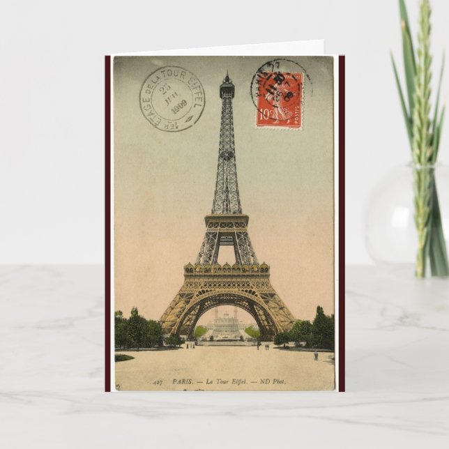 Cartão Vintage Eiffel Tower (Frente)