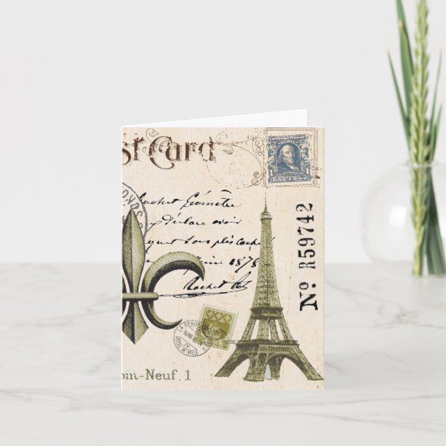 Cartão Vintage Eiffel Tower notecard (Frente)