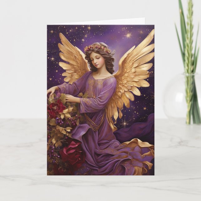 Cartão Vintage Elegante Christmas Angel Girl Personalizad (Frente)