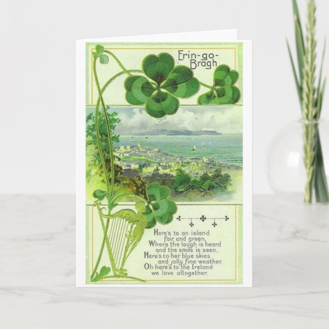 Cartão Vintage Emerald Isle St. Patrick's Day Card (Frente)