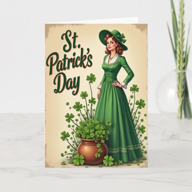 Cartão Vintage Emerald St Patricks Day Card (Frente)