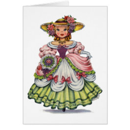 Cartão Vintage English Girl in Elizabethan Dress