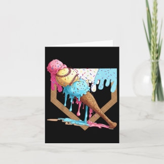 Cartão Vintage Engraçado Sorvete de Baseball Derrubando B