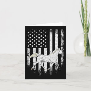Cartão Vintage Estados Unidos Bandeira Americana Horse ba