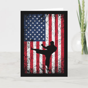 Cartão Vintage Estados Unidos Bandeira Americana Karate 4