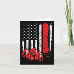 Cartão Vintage Estados Unidos Bandeira Americana Snowboar