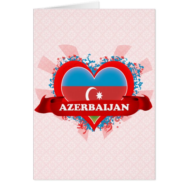 Cartão Vintage eu amo Azerbaijan (Frente)